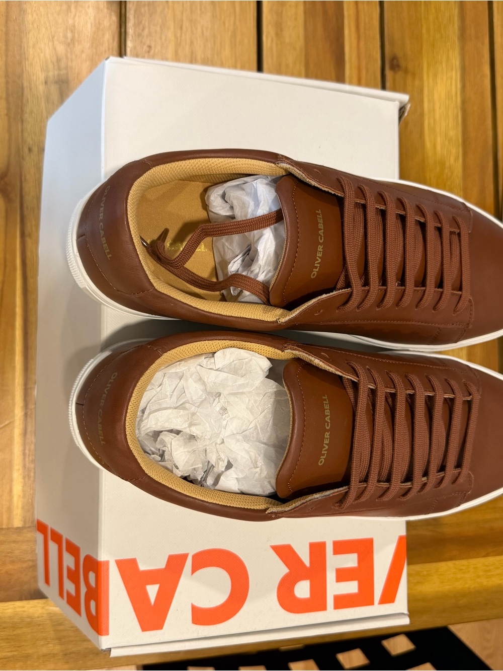 Oliver Cabell Men’s Chestnut Brown Leather Low-Top Sneakers